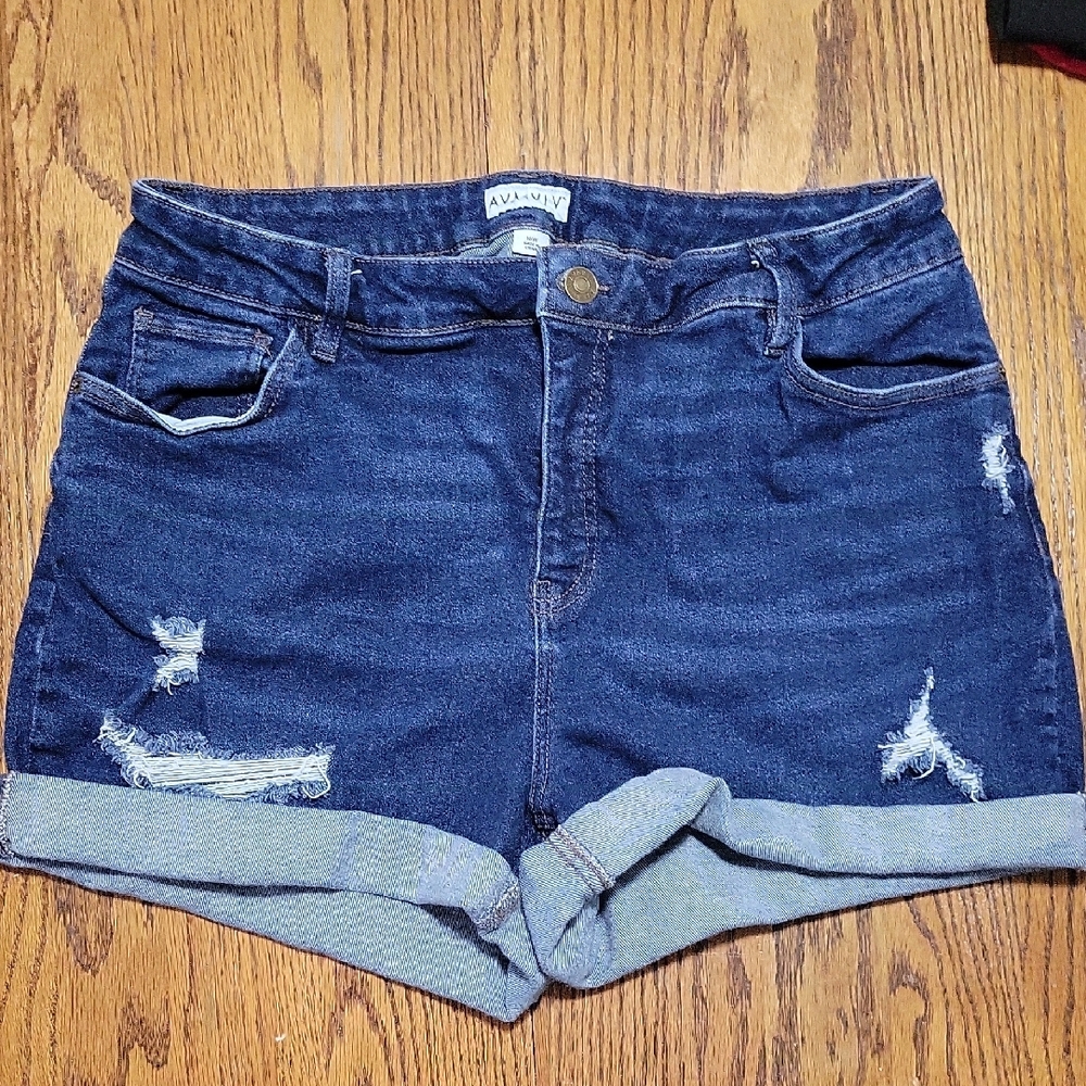Ava & Viv Blue Distressed Jean Shorts High-Waisted